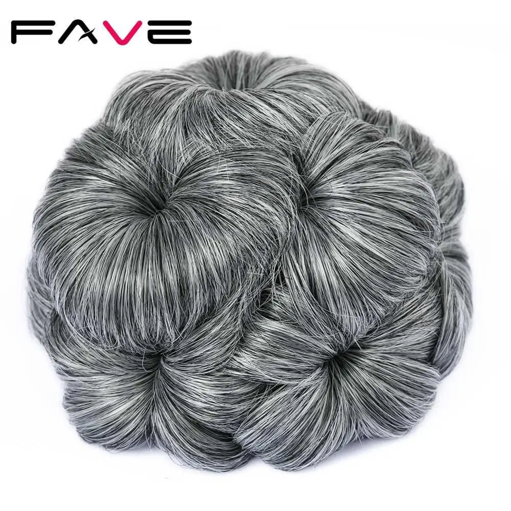 Grey White FAVE, женские вьющиеся шиньоны, заколки для волос, для наращивания, жук/пепел/черный/льняной цвет, синтетические шиньоны для женщин - Цвет: Grey White