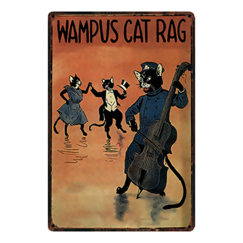 

[ Kelly66 ] Cats Wampus Cat Rag Metal Sign Tin Poster Home Decor Bar Wall Art Painting 20*30 CM Size y-2075