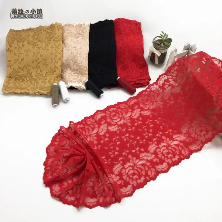 Эластичная кружевная ткань для подвязки черная красная бежевая Имбирная Ширина