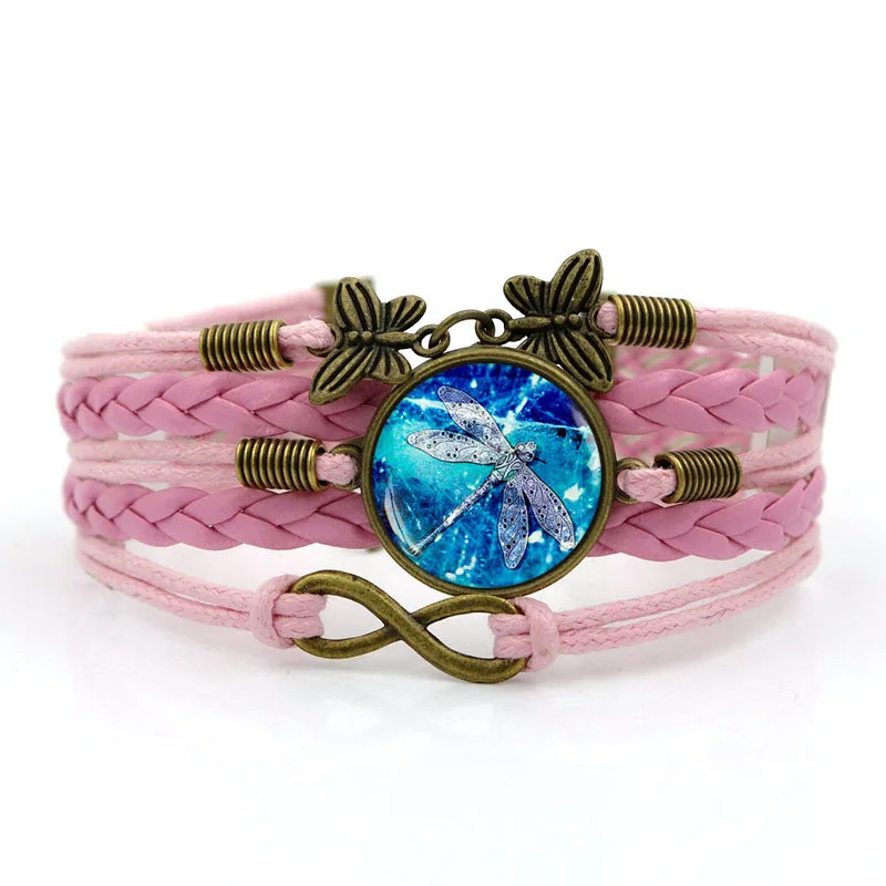 Handmade Leather Bracelet Bangle New 2019 Simple Fashion Psychedelic Dragonfly Time Gem Vintage Butterfly Jewelry Accessories | Украшения и