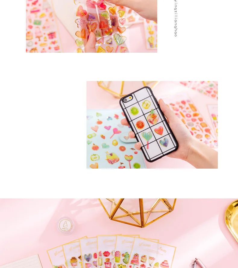 24 pcs/lot Sweet Cake Geometry Diy 3D Decorative Stickers Scrapbooking Stick Label Diary Stationery Album Stickers