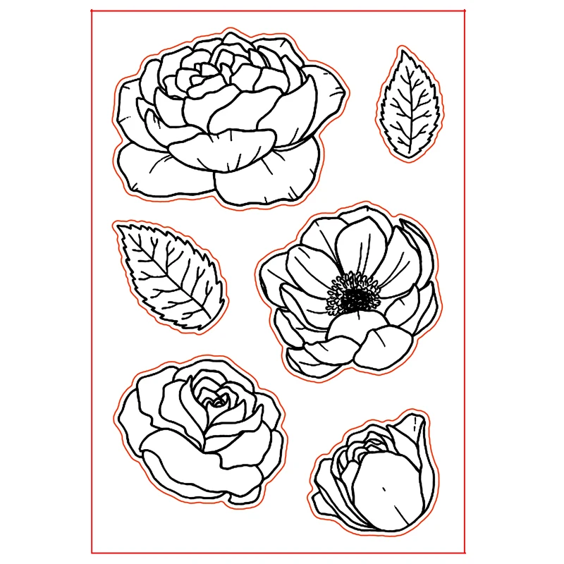 Прозрачный силиконовый штамп с принтом пионов для скрапбукинга фотоальбома