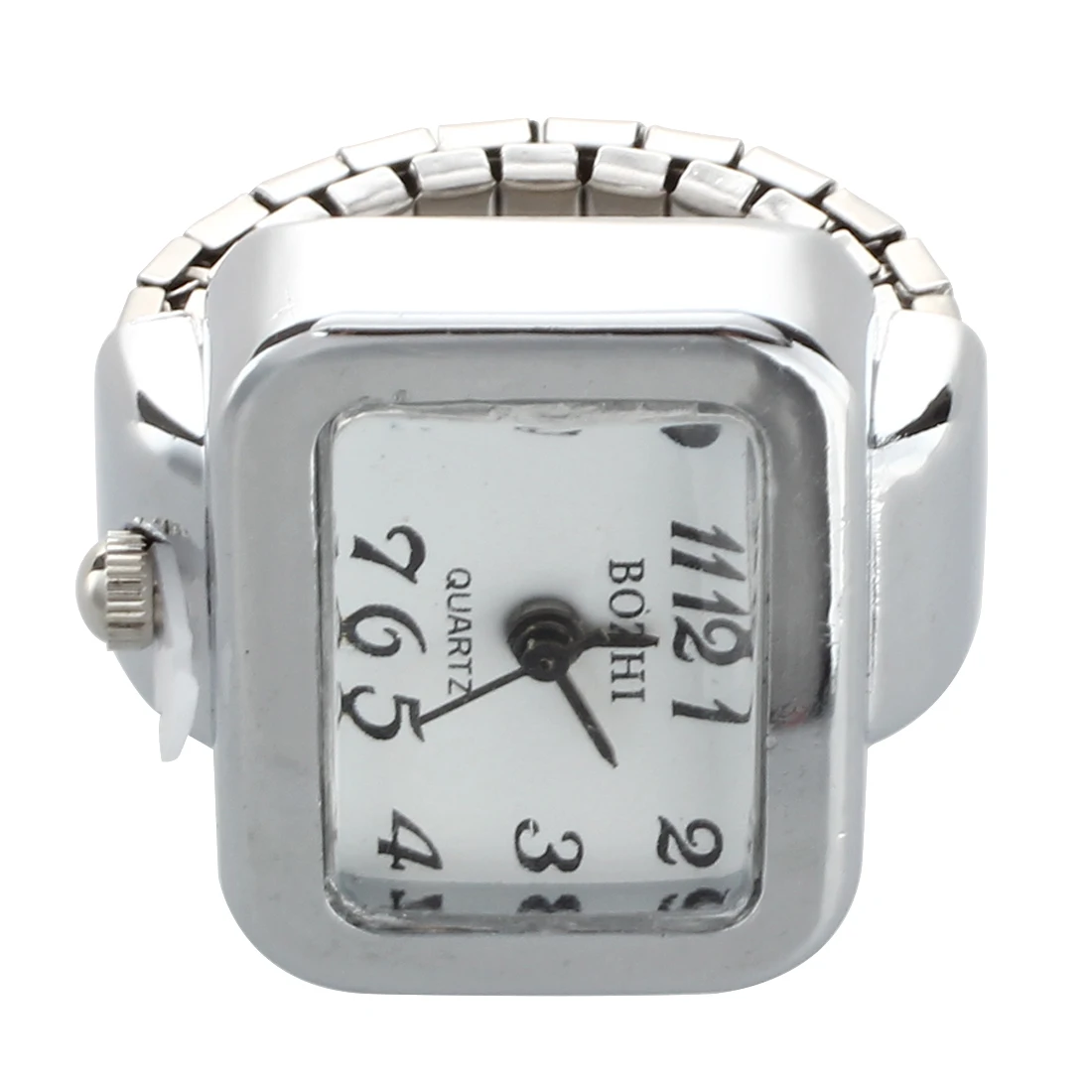 Кварцевые часы кольцо цифра циферблат арабский прямоугольник белый унисекс