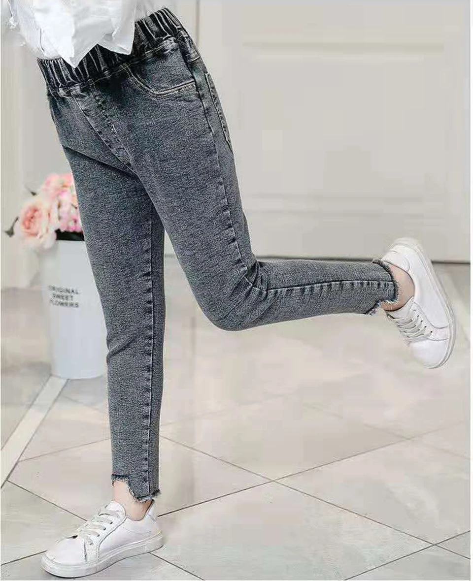 Slim Girls Jeans Pants For Kids 3 6 8 12 Years Autumn Spring Children Girl Pants Solid Color Durable Baby Girls Jeans Pants