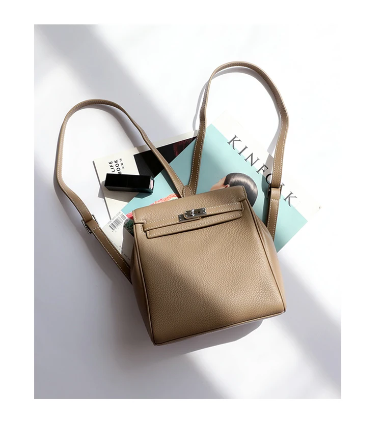 Camelia Padlock рюкзак из натуральной коровья кожа Мода знаменитостей Back Pack