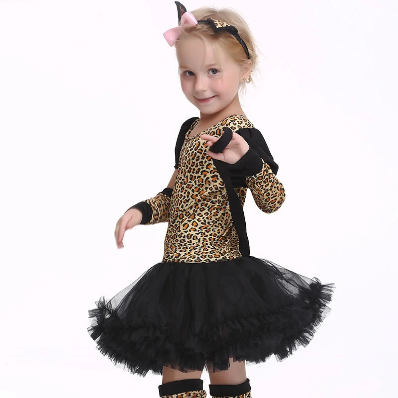 Cat Costumes for Kids Little Leopard Kitty Fancy dress Cosplay Clothes Halloween Party decoration | Тематическая одежда и