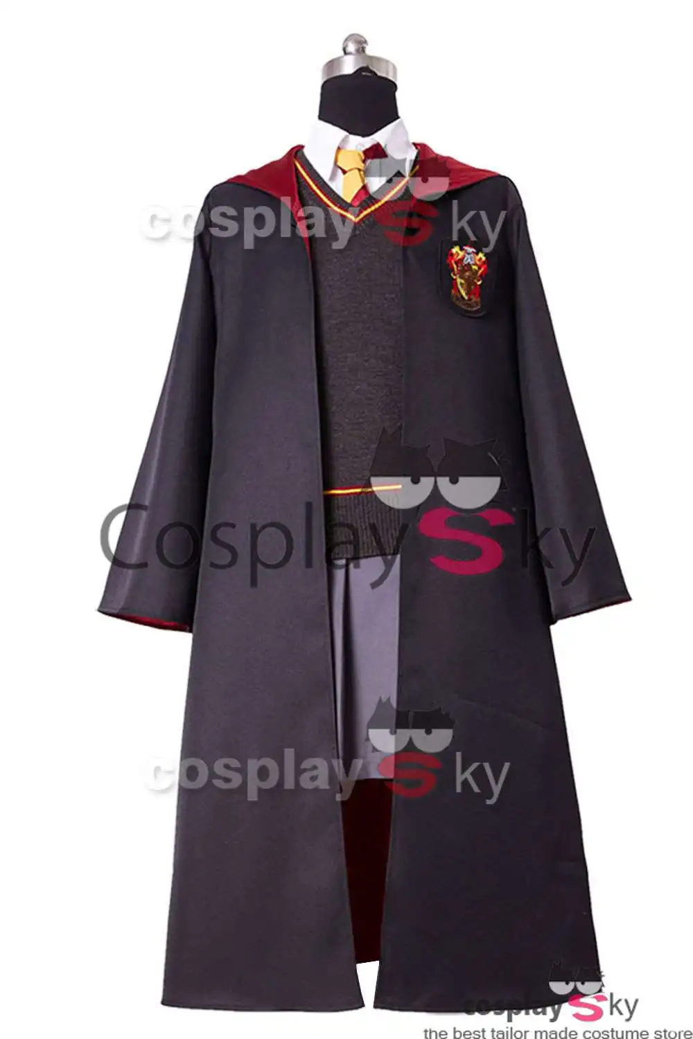 Costume Форма Гриффиндора, Гермиона Грейнджер, карнавальный костюм, детская униформа для девочек, парадный костюм, волшебная палочка, Хэллоуин, вечерние ежедневный костюм, плащ - Цвет: Costume