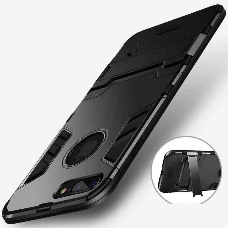 Гибридный резиновый армированный Жесткий ПК + ТПУ чехол для телефона iPhone 7 Plus 6 6s 5 S