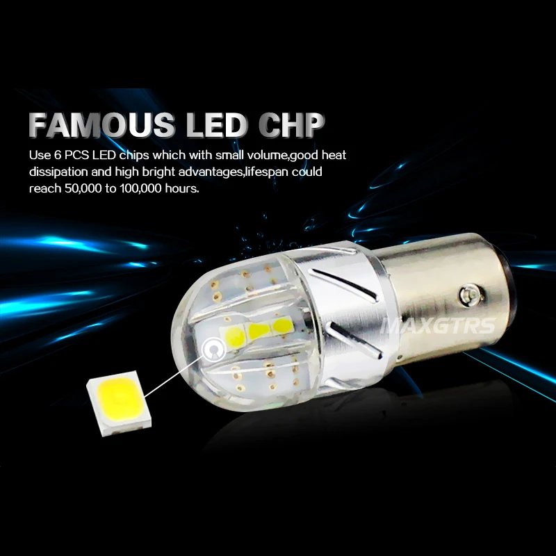 2x S25 1157 Тормозной светильник P21/5 Вт BAY15D 6SMD 3030 светодиодный светильник, лампа заднего хода для автомобиля, сигнальная лампа поворота для парковки, Белый/янтарный/красный
