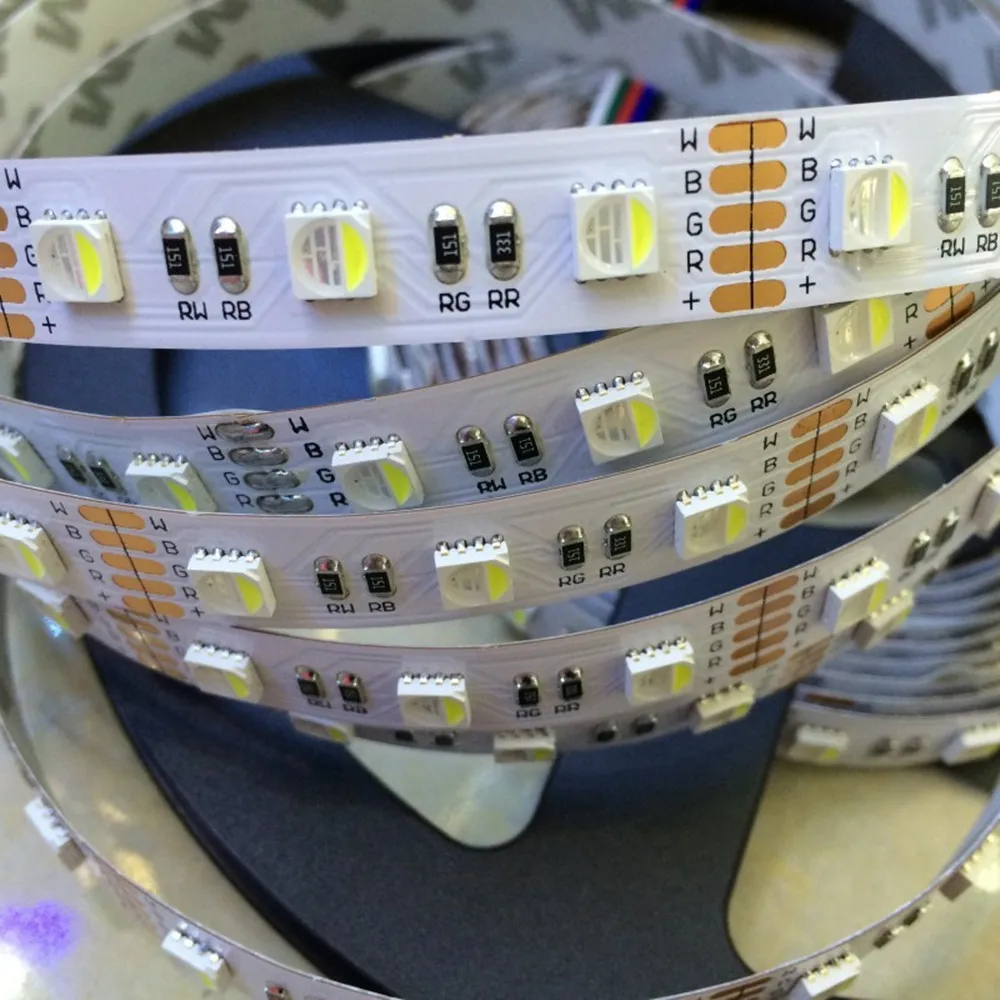 Новая 12 мм Печатная плата RGBW Светодиодная лента 5050 DC12V гибкий свет RGB + белый/RGB