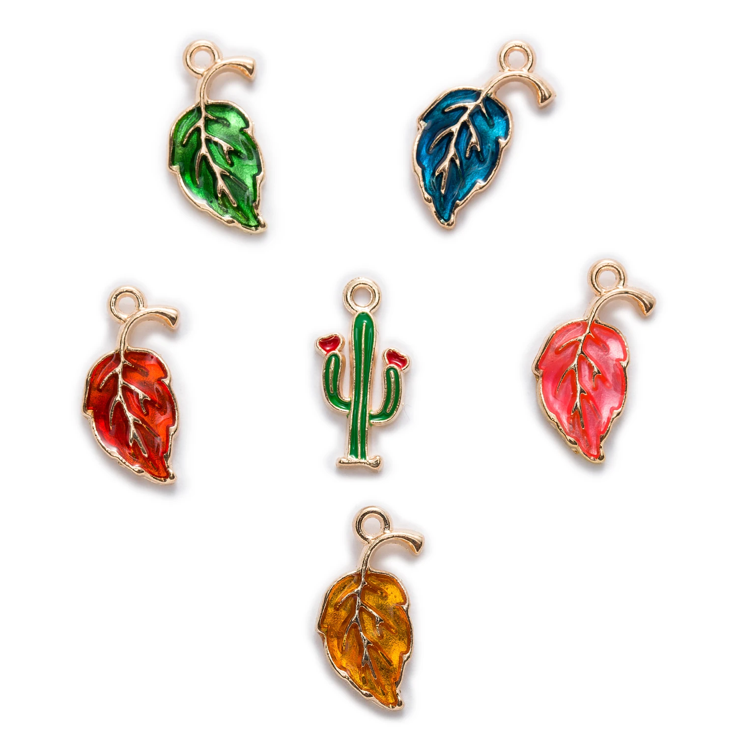 1 шт. подвески в виде листьев кактуса из цинкового сплава с эмалью Подвески для