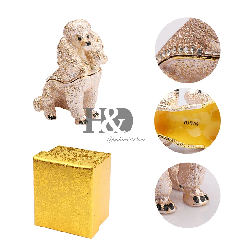 H& D Женская мода 2,8 ''Розовый пудель безделушки коробки ручной работы кольцо держатель Подарочная коробка безделушки для любителей собак демонстрационные Держатели(собака