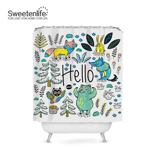 SL0375 Sweetenlife 150x180 см Милая Лисичка занавеска для душа для ванной комнаты Полиэфирная Ткань Водонепроницаемая занавеска Европейский стиль занавеска для ванной - Цвет: SL0375