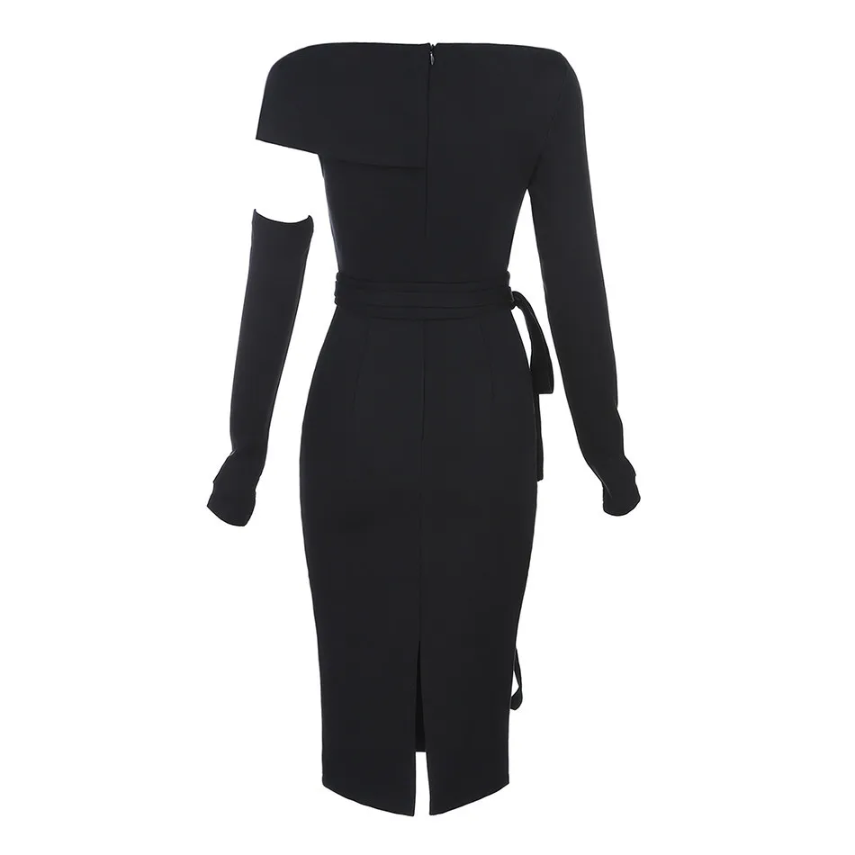 EWQ / 2018 New Summer Women Dress Slash Neck Sashes Sexy Bodycon Elegant Celebrity Party Black Dresses Wholesale FQ928 | Женская одежда
