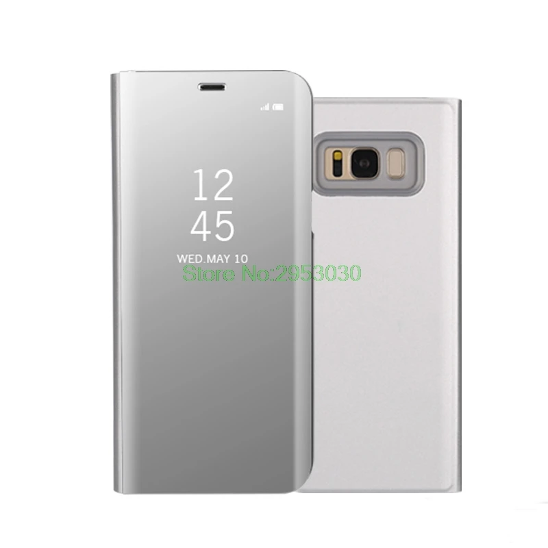 Серебристый Роскошный прозрачный 360 полный защитный флип-чехол для samsung Galaxy S6 S7 Edge S8 S9 Plus SM-G965F/DS Note 5 8 Duos зеркальный чехол для телефона - Цвет: Серебристый