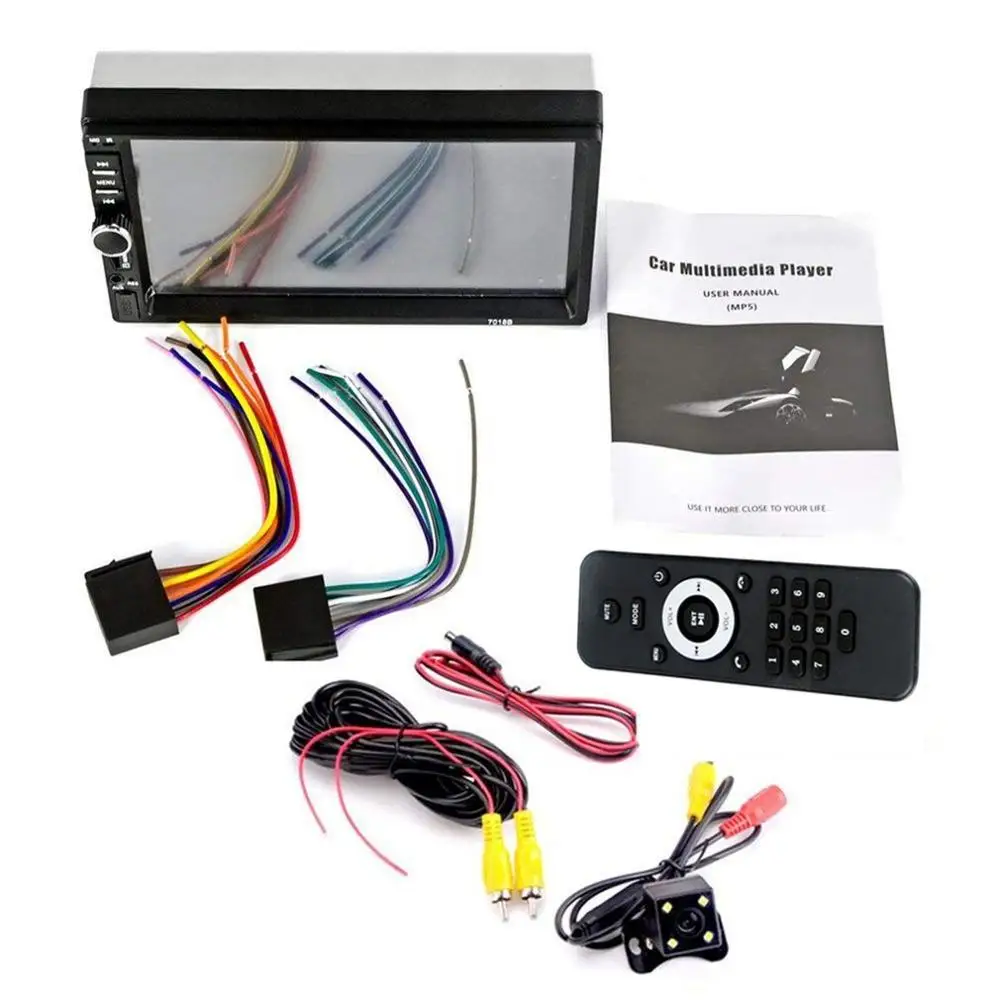 With Camera " двойной 2 DIN 7018B сенсорный экран автомобиля MP5 плеер аудио стерео FM радио Bluetooth MP3 плеер Поддержка TF мультимедийный плеер - Цвет: With Camera
