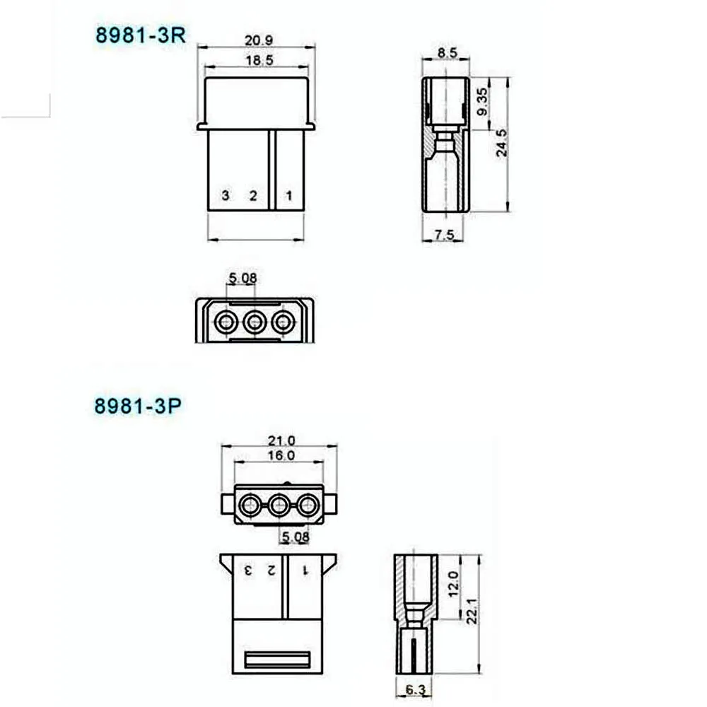 1 Набор 5 08 мм 3 Pin нейлоновый мужской + женский Мощность штекер Наборы с терминал 8981