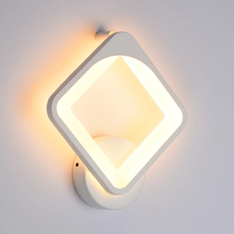 square 12 Вт светодиодный настенный светильник из акрила для детской комнаты, гостиной, прикроватной кровати, спальни, настенные светильники, искусство, креативный коридор, бра, Декор, AC85-265V - Цвет абажура: square