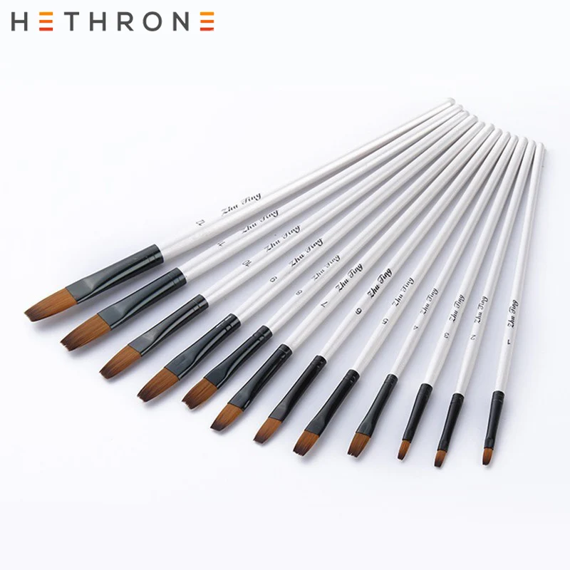Hethrone 12 шт./компл. профессиональная масляная Акварельная кисть товары для
