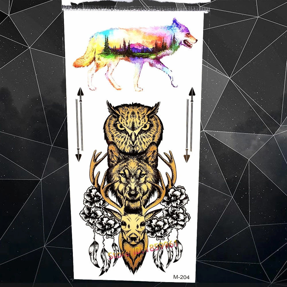3D яркий Медведь Олень тигр лицо водостойкие временные Черные татуировки