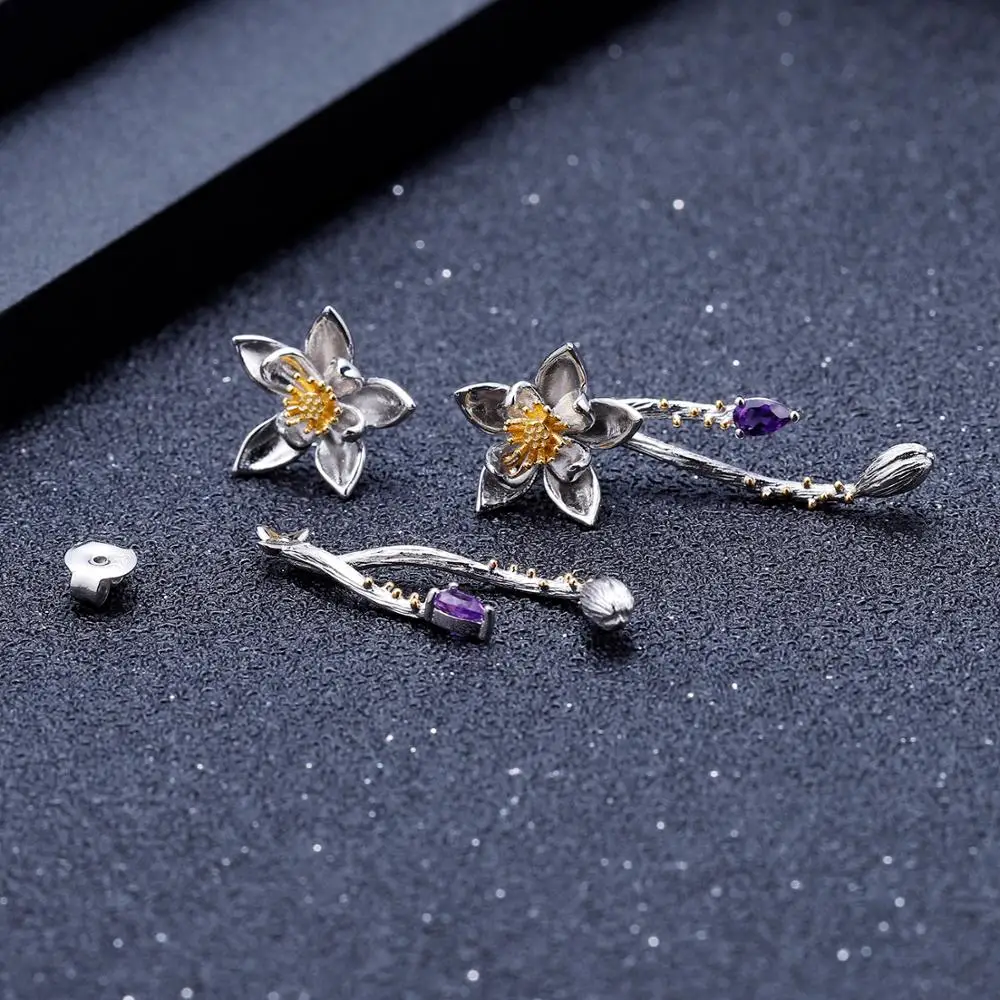 Женские Балетные серьги gemb's 0 39ct натуральный аметистовый драгоченный камень