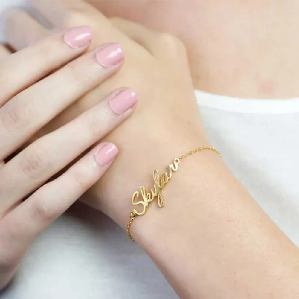 Custom Name Letter Bracelet Gold Dainty Initial Charm Bracelets Women Personalized Jewelry Bridesmaid Gift Pulseras Mujer | Украшения и