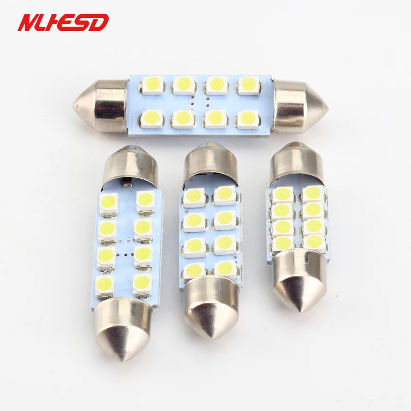 100pcs/lot Car Auto Interior fetoon 8LED 31mm/36mm/39mm/42mm led 3528/1210 SMD c5w 8smd Festoon light Bulb | Автомобили и