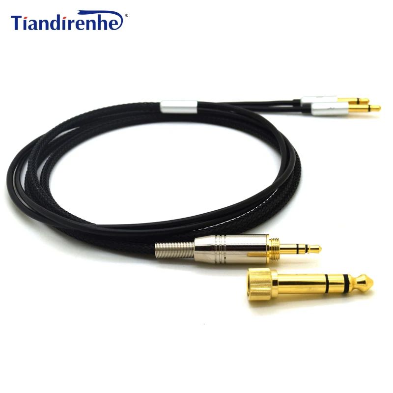 1.8m black Кабель для наушников Denon AH-D600 D7100 D7200 Velodyne vTrue сменный аудиокабель шнуры 6,35/3,5 мм до 2x3,5 мм разъем - Цвет: 1.8m black