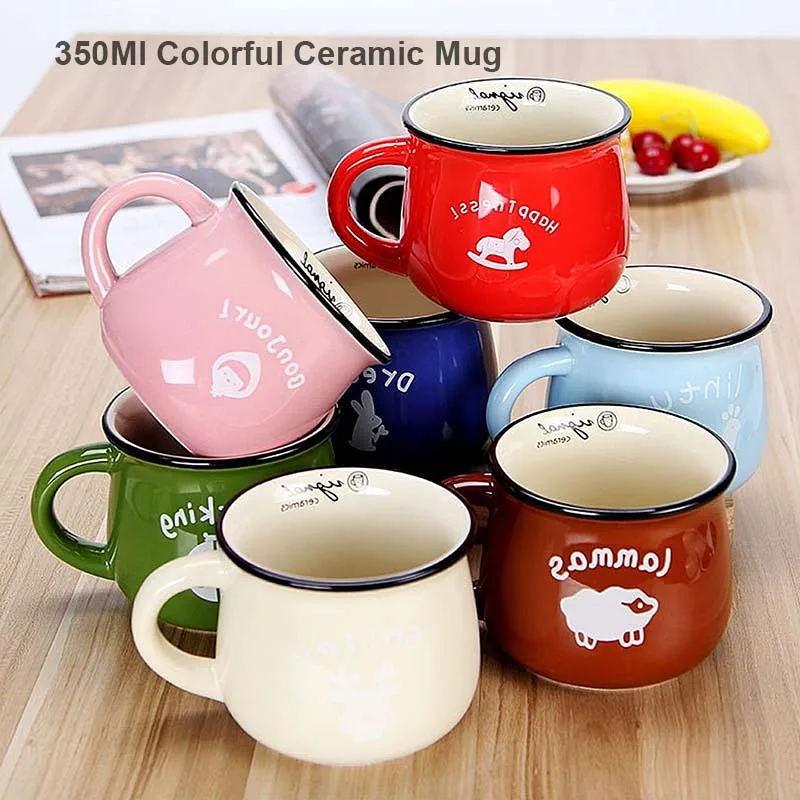 BORREY Cute Ceramic Coffee Mug Creative Small Milk Cups And Mugs Chinese Pottery Colorful Tea Cup Drinkware | Дом и сад