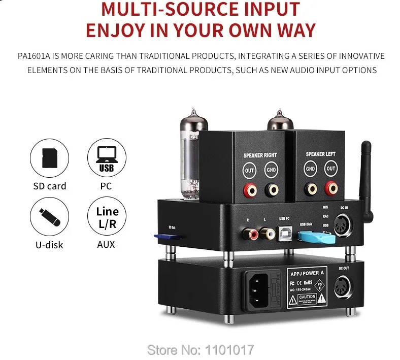 APPJ PA1601A 6P14(el84) Ttube усилитель wifi USB SD мульти приемник декодер лампа Amp HIFI EXQUIS