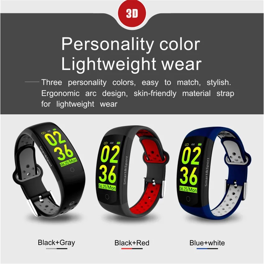 Q6S смарт браслет Farben 3D dynamischen Blut Druck Herz Rate Monitor Smartband Wasserdichte Спорт Фитнес Uhr