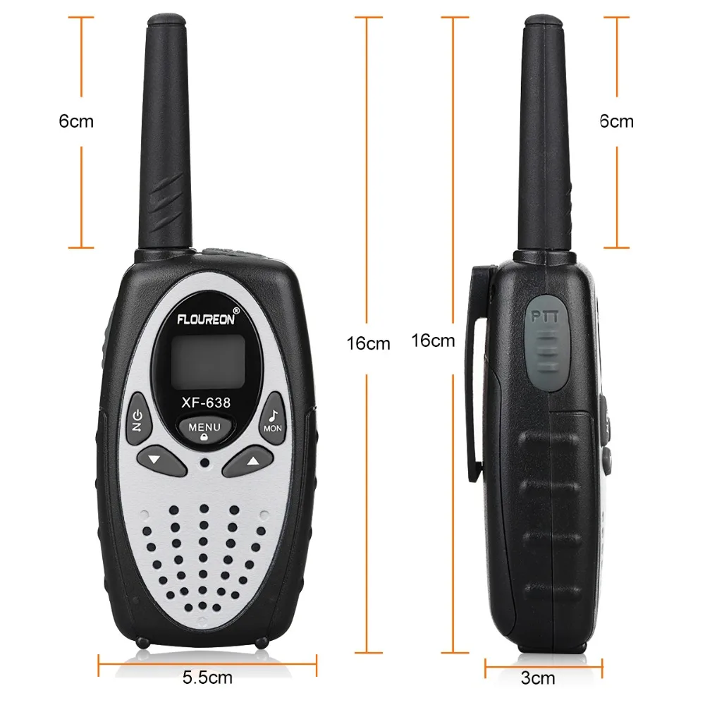 Floureon 8 каналов рации UHF400 470MHz двухстороннее радио 3 КМ Домофон серебро