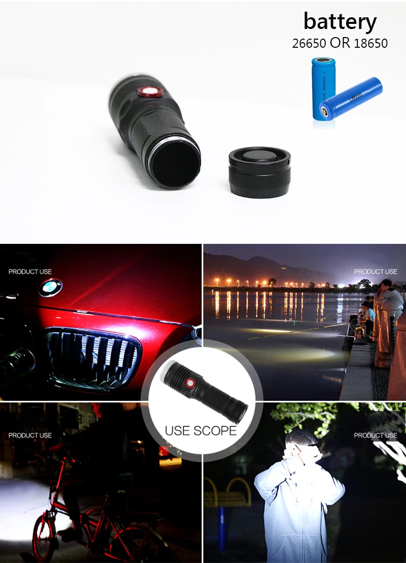 Светодиодный фонарик 18650 26650 фонарик USB зарядка torcia CREE XML L2 фонарь Водонепроницаемый фонарик перезаряжаемый Кемпинг Охота
