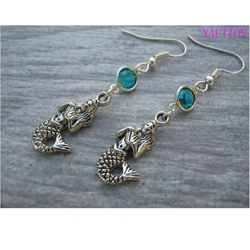 Серьги YAUTION Русалка с камнем талисманом серьги амулет персонализированные