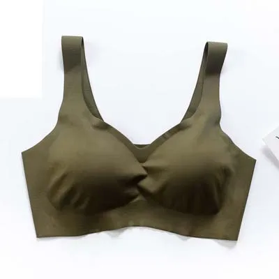 Пикантные Для женщин бюстгальтеры Push Up собрать Бралетт Бесшовный Бюстгальтер Soutien ущелье Femme комфортное нижнее белье одноцветное Цвет жилет бюстгальтер бюстгалтерженское бельебюстгальтербелье женское - Цвет: armygreen