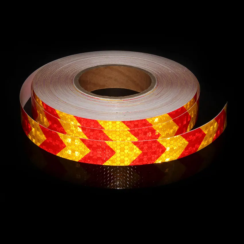 yellow red 2,5 см x 3 м велосипед хвост сзади безопасности Предупреждение Светоотражающие стрелка лента со светоотражающими элементами флуоресцентный желтый красный велосипед наклейки - Цвет: yellow red