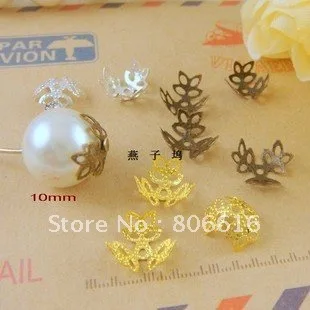 

12MM 1000Pcs (Gold/Silver/Bronze) Threeleaf Metal Bead Caps DIY Jewelry Findings/Components