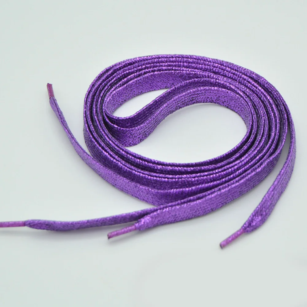 purple 1 пара блестящих спортивных кроссовок с золотой и серебряной нитью, плоские шнурки, разноцветные шнурки для обуви - Цвет: purple