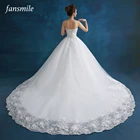 Женское кружевное бальное платье Fansmile, свадебное платье невесты с длинным шлейфом и открытыми плечами, модель 2020