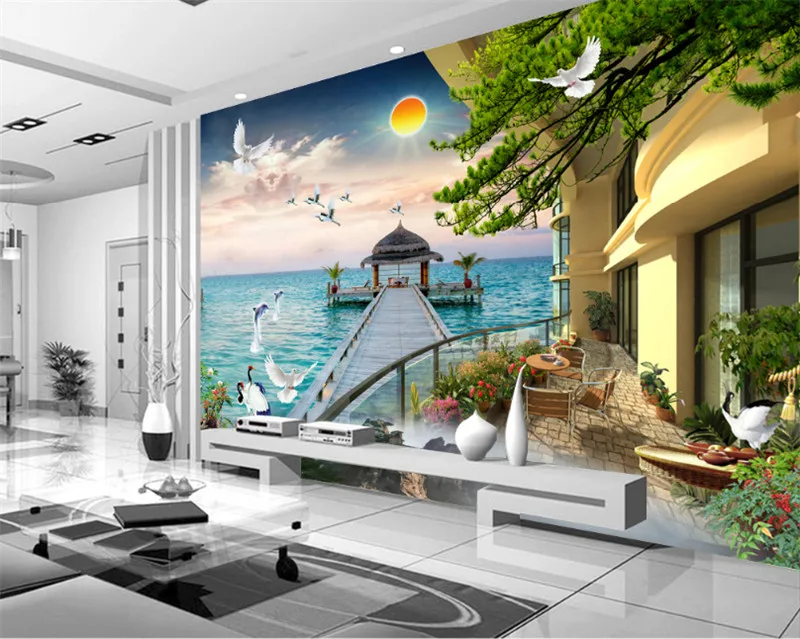 

Wallpapers photo Custom 3d Photo Non-woven Wallpaper Nature Wall Mural Landscape Painting TV Background Wall for Living Room