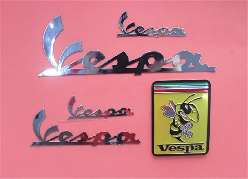 Хромированная латунная наклейка Vespa с пчела серебряный цвет 1 Набор для Piaggio