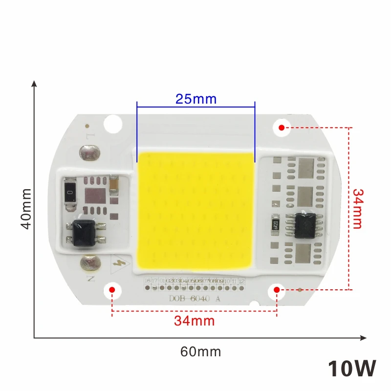 Светодиодный чип COB 110 в 230 В 220 В 10 Вт 20 Вт 30 Вт 40 Вт 50 Вт вход IP65 Smart IC DIY Светодиодный прожектор Прожектор