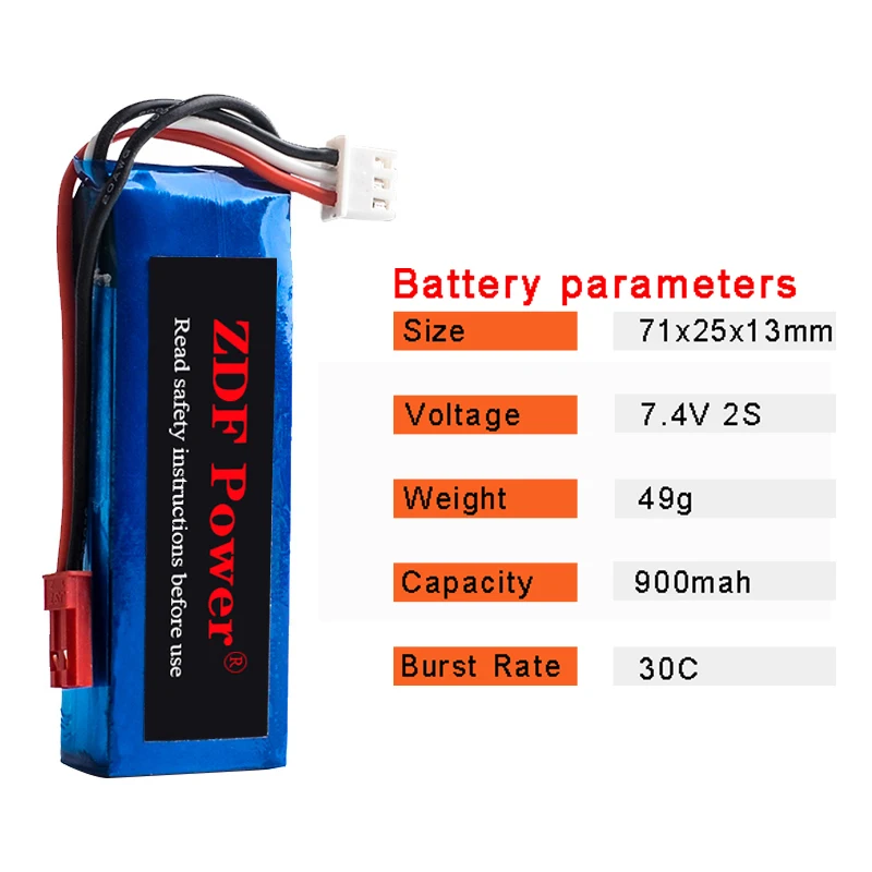 ZDF Hubsan RC Lipo батарея 2S 7 4 V 900mah 30C max 60C JST вилка Bateria для FPV2 H901A H507 вертолетов моделей|lipo