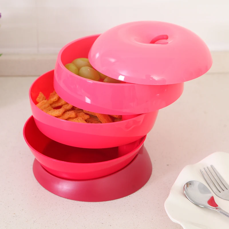 

050 Fashion Removable three-layer revolving candy box fruit plate 18*18*17cm