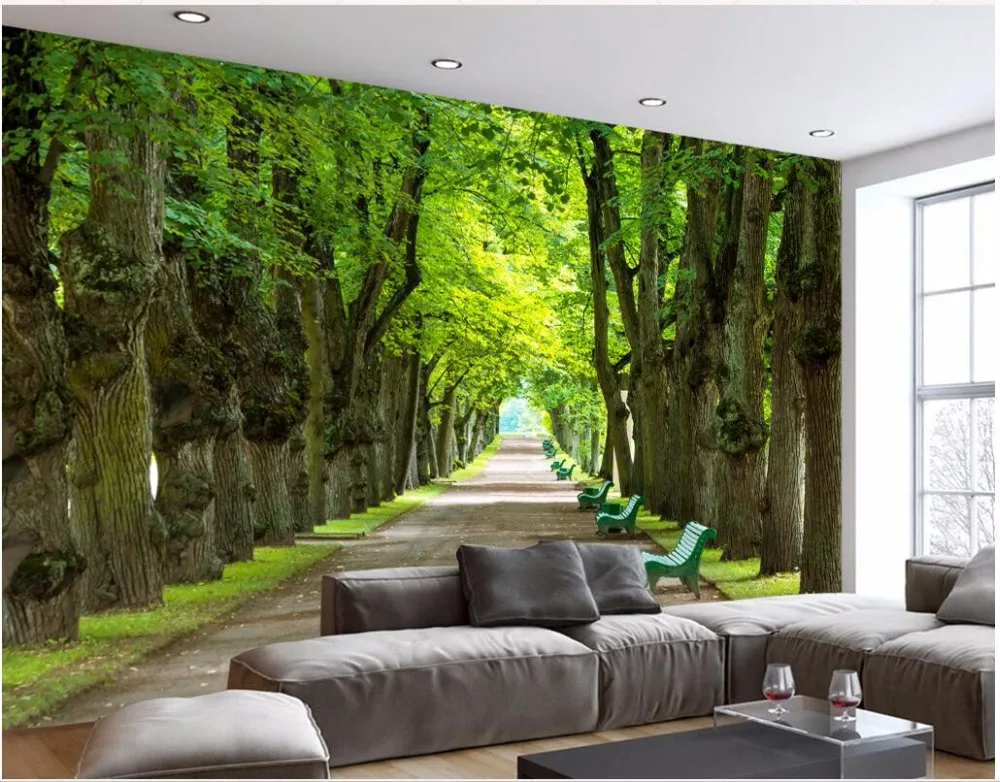 Настенные 3d фотообои WDBH на заказ свежие и красивые обои с деревом аллея домашний