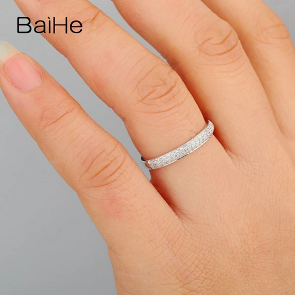 BAIHE Твердые 10 К из белого золота(AU417) 0.2ct H/SI круглая огранка из натуральной бриллиантами Обручение Для женщин Fine Jewelry подарок кольцо