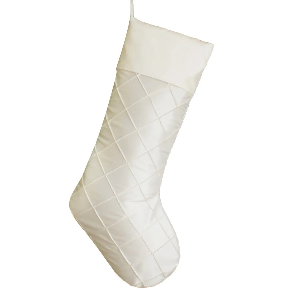 Бесплатная доставка рождественские чулки белого цвета со стразами и манжетами