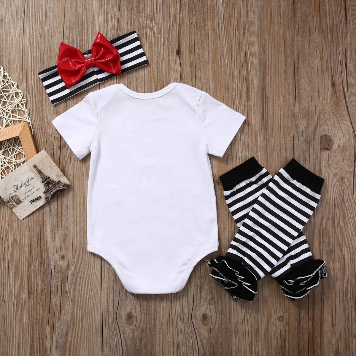 3 Pcs Baby Bodysuit Sets Newborn Infant Babies Boy Girl Letter Bodysuits Playsuit Jumpsuit+Leg Warmers+Headband Outfit | Детская одежда