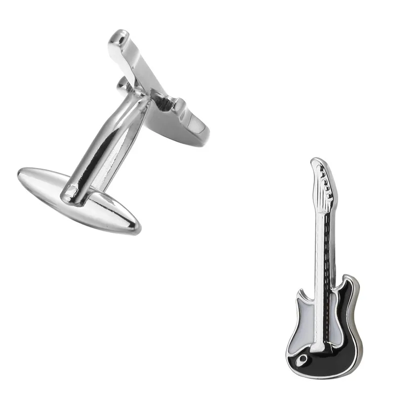 Серебристые брендовые запонки для гитары высокое качество мужская рубашка