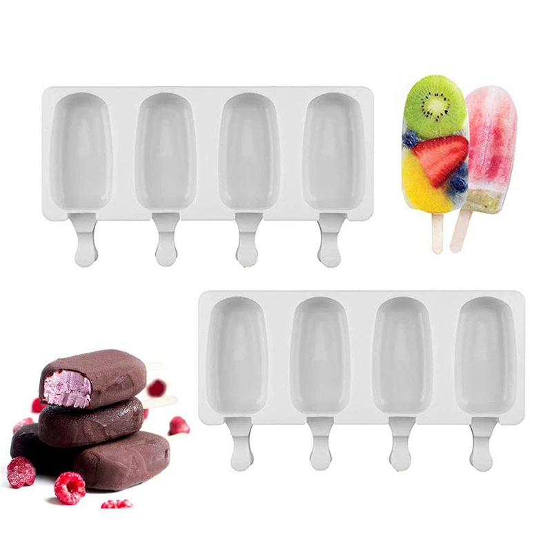 

UPORS 4/8 Cavity Popsicle Silicone Molds Reusable Food Grade Silicone Ice Cream Molds BPA Free Ice Cream Trays DIY Kitchen Tools